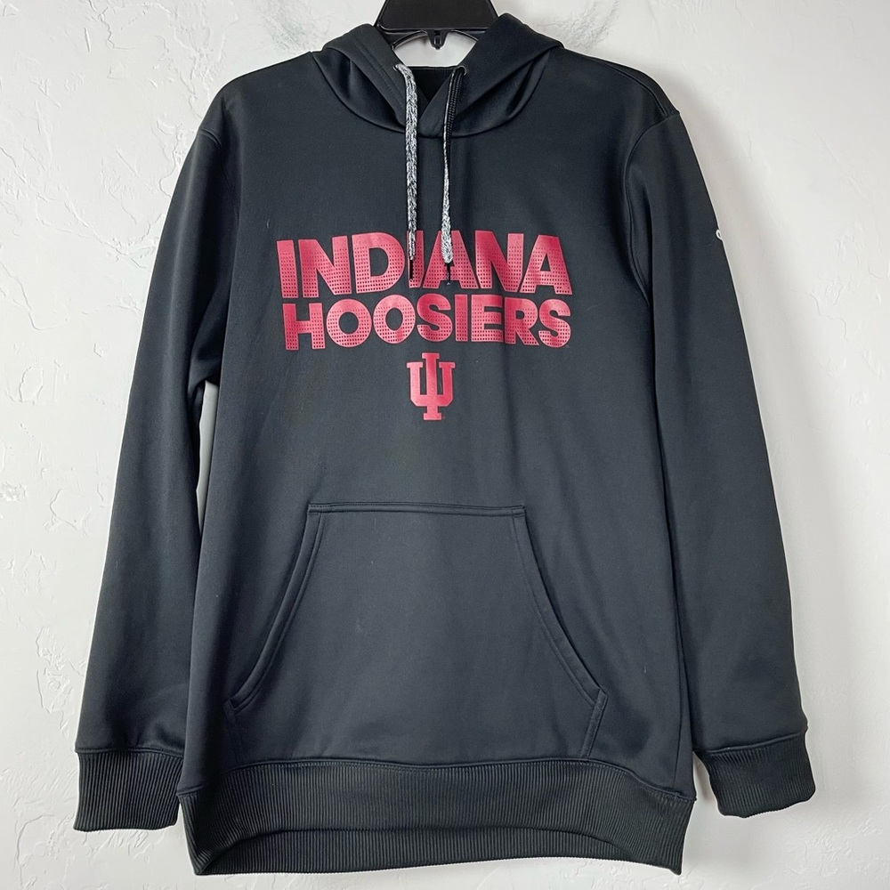 Adidas Black Hoodie with Red Indiana Hoosiers Logo